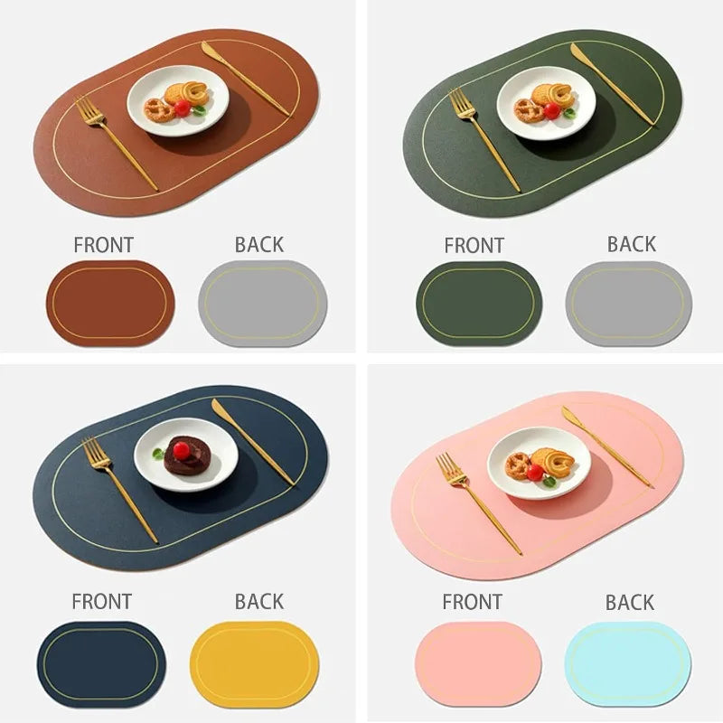 Table Leather Placemats Set of 1/4/6pcs,Washable for Dining,Heat-Resistant Non-Slip Insulation Waterproof Place Mats