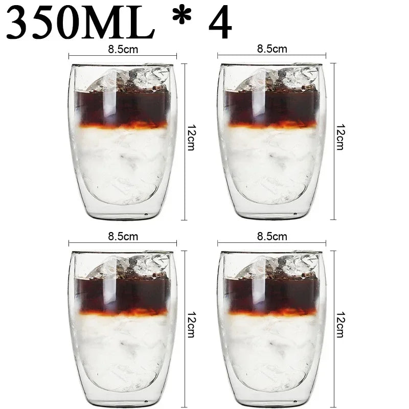 2-18PCS Double Wall High Borosilicate Glass Mug Heat Resistant Tea Milk Juice Coffee Water Cup Bar Drinkware Gift Creativity Set