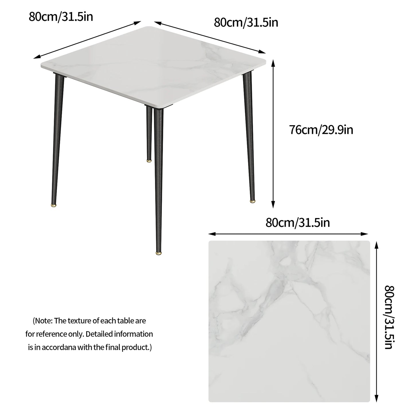 Dining Table for 4 Restaurant Kitchen Cafe Shop Marble Dining Desk with Dining Chair Sets