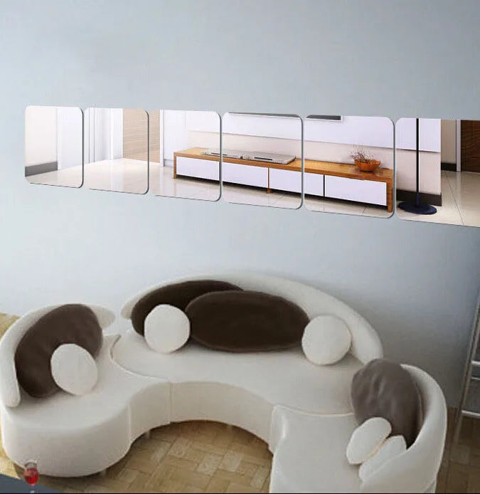 3D Square Acrylic Mirror Wall Stickers DIY Free Combination Stickers For Living Room Porch Background Decoration