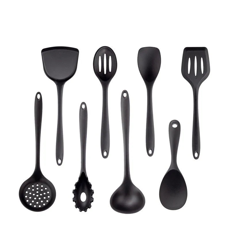 New Non-Stick Black Cookware Silicone Kitchenware Tool Cooking Utensils Set Spatula Ladle Egg Beaters Shovel Kitchen Accessories